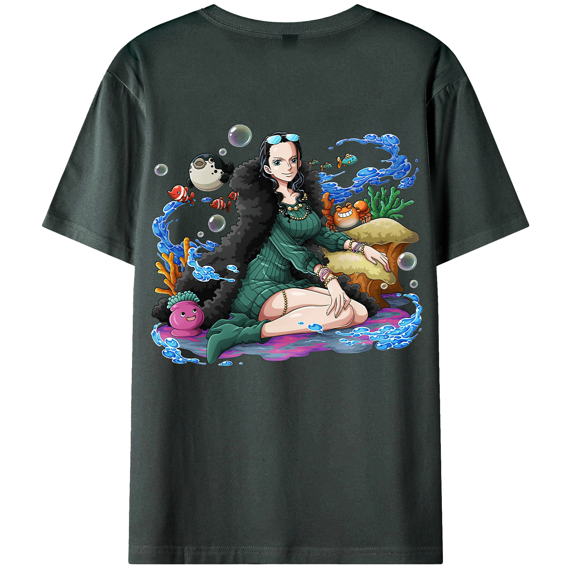 ワンピース ニコ・ロビン ONE PIECE Nico Robin 綿100％ メンズ半袖Tシャツ（バックプリント） 通気性